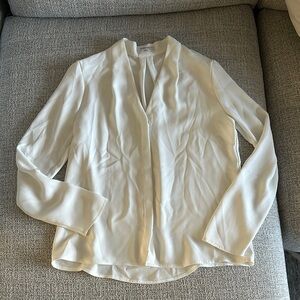 White long sleeve blouse with mandarin collar
